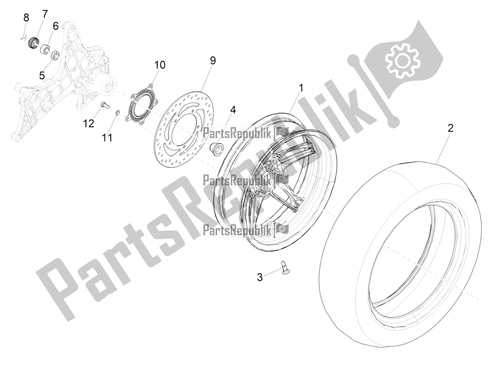 Todas las partes para Rueda Trasera de Piaggio Beverly 350 IE ABS 2020