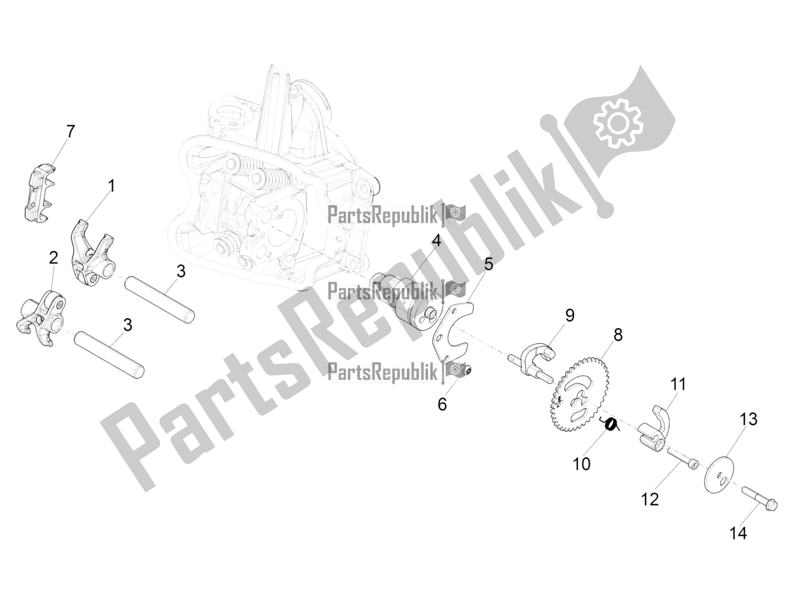 All parts for the Rocking Levers Support Unit of the Piaggio Beverly 350 IE ABS 2020