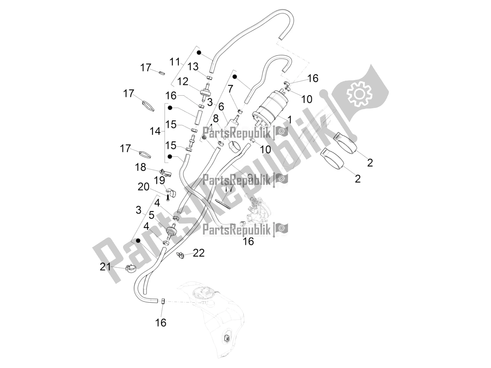 Todas las partes para Sistema Antipercolación de Piaggio Beverly 350 IE ABS 2021