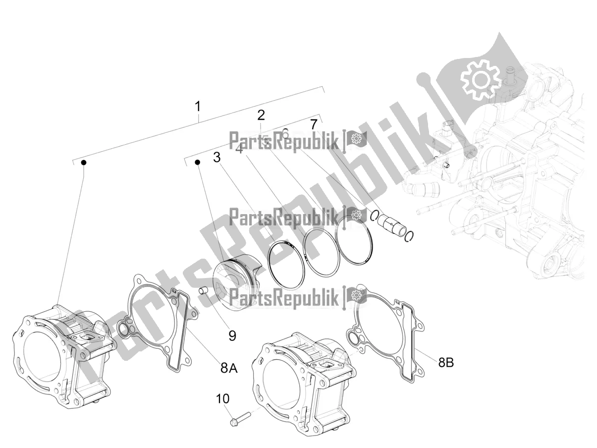 Wszystkie części do Zespó? Cylindra-t? Oka-przegubu Przegubu Piaggio Beverly 350 IE ABS 2021