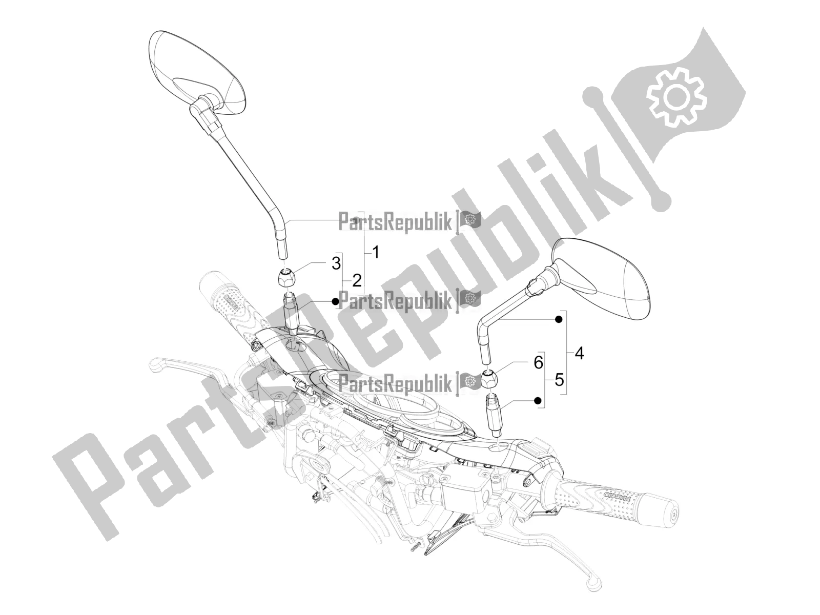 Tutte le parti per il Specchio / I Di Guida del Piaggio Beverly 350 IE ABS 2021