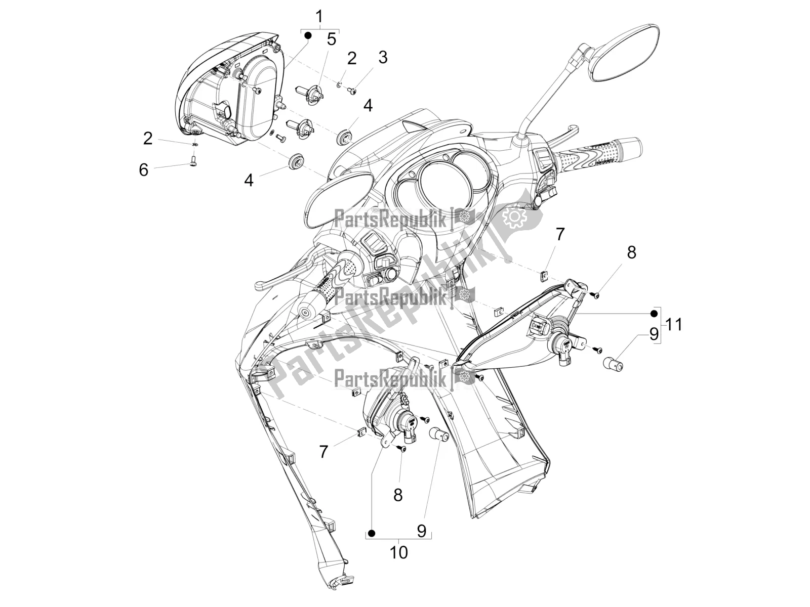 All parts for the Front Headlamps - Turn Signal Lamps of the Piaggio Beverly 350 IE ABS 2021