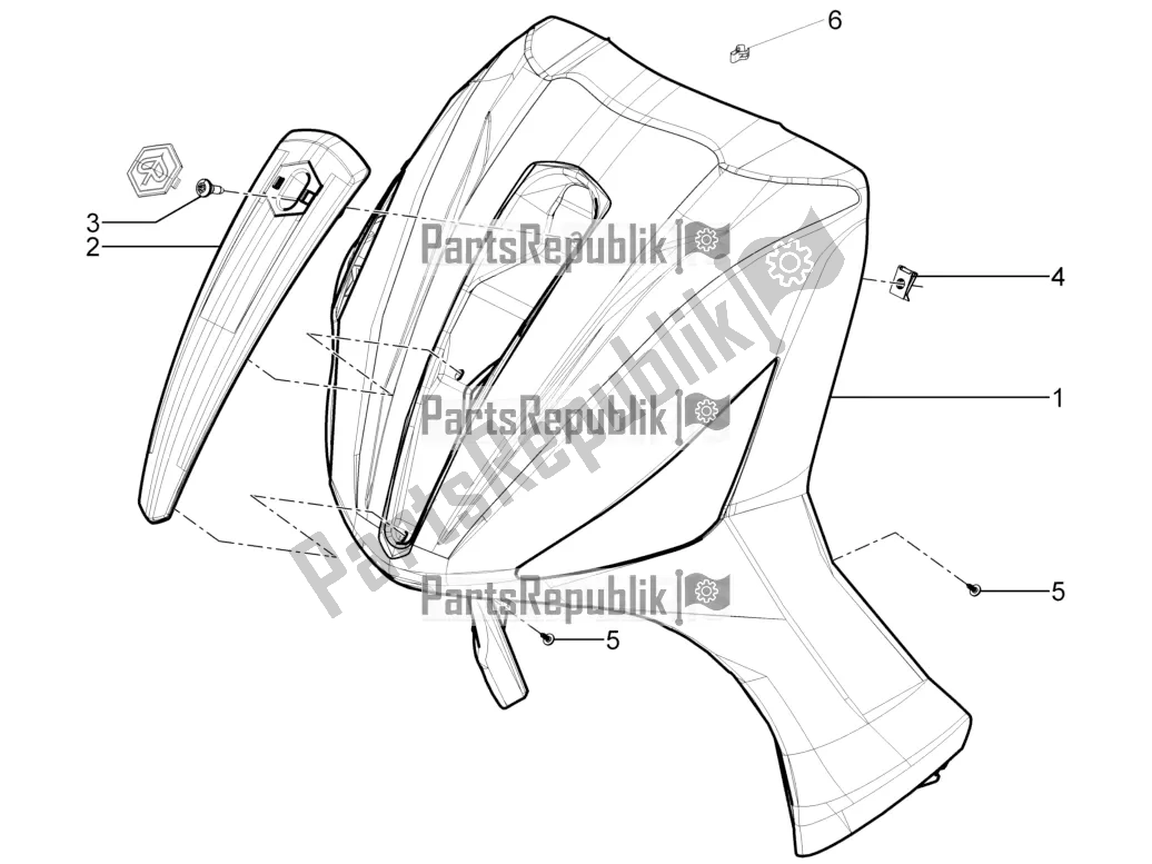 All parts for the Front Shield of the Piaggio Beverly 350 IE ABS 2021