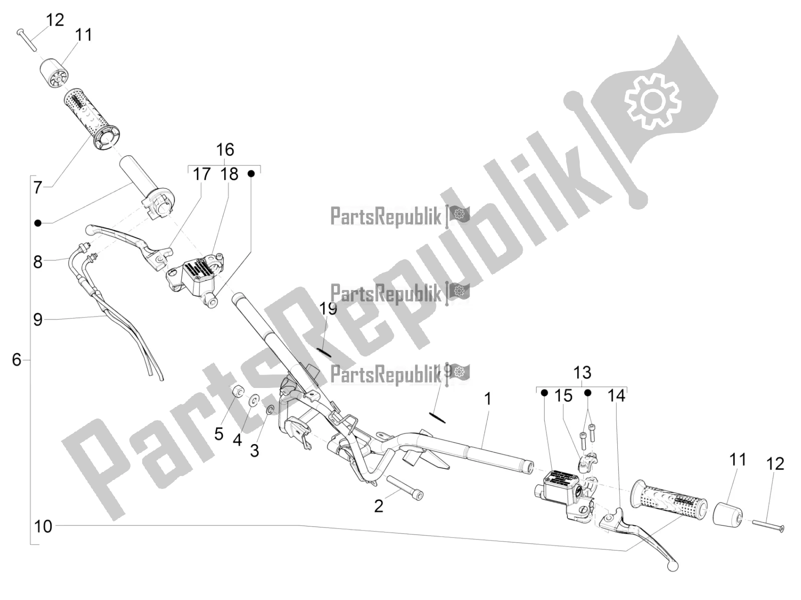 Todas las partes para Manillar - Master Cil. De Piaggio Beverly 350 IE ABS 2021