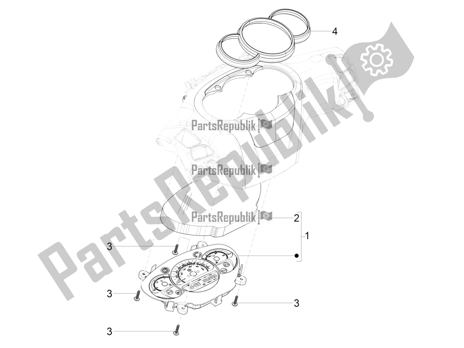 Toutes les pièces pour le Combinaison De Compteurs - Cruscotto du Piaggio Beverly 350 IE ABS 2021