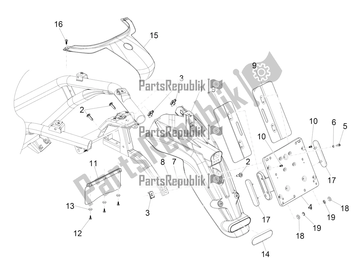 Todas las partes para Cubierta Trasera - Protector Contra Salpicaduras de Piaggio Beverly 350 IE ABS 2021