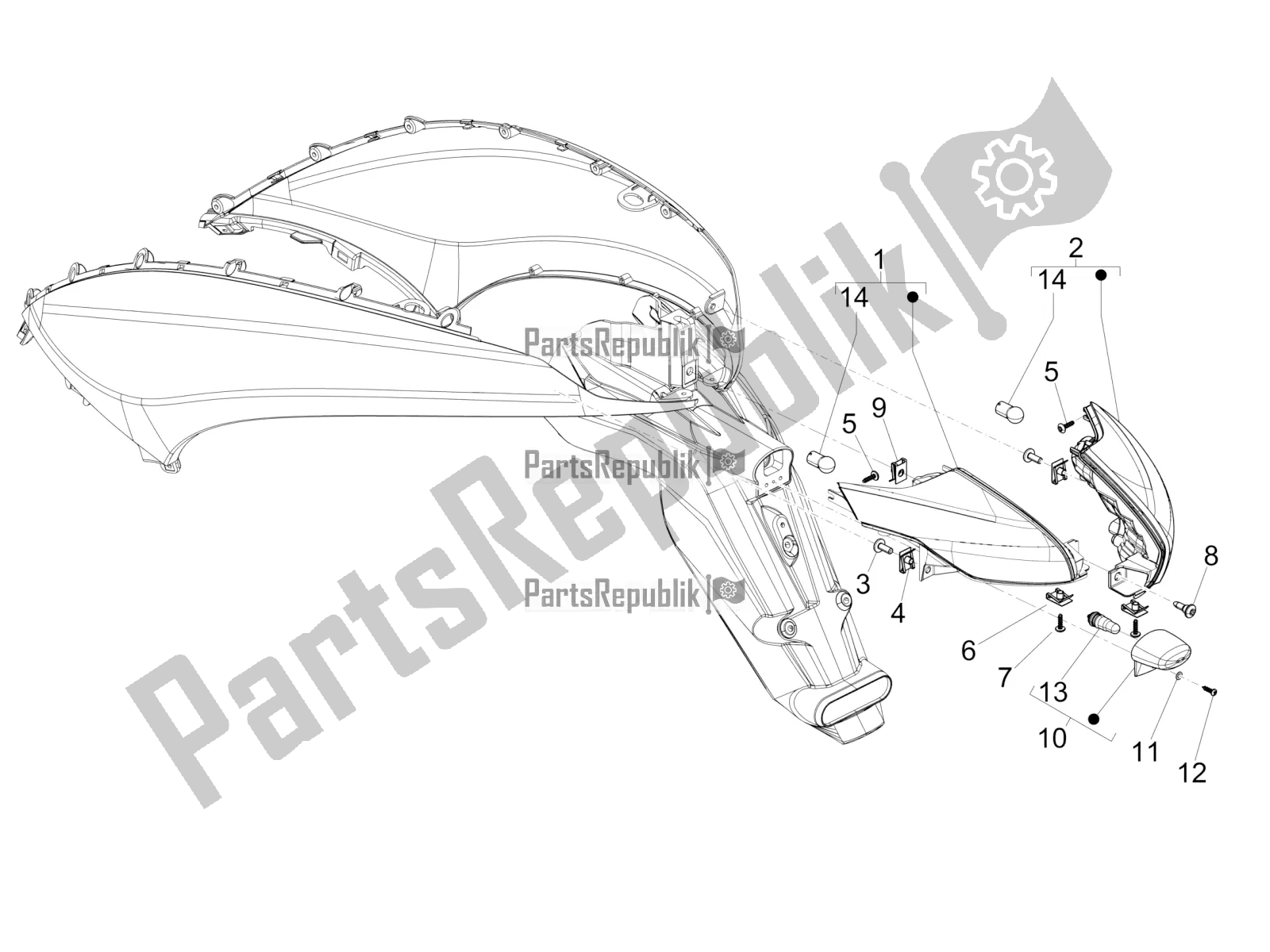 Todas las partes para Faros Traseros - Luces Intermitentes de Piaggio Beverly 350 IE ABS 2021