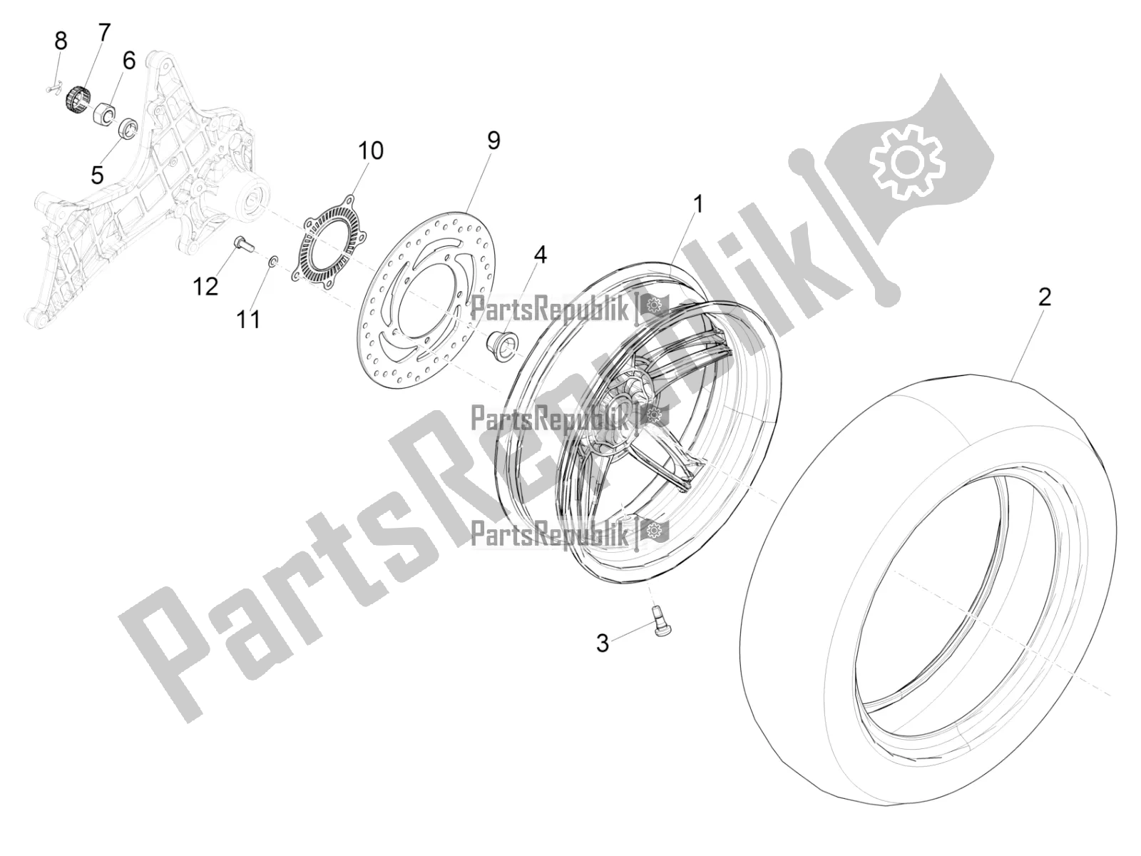 Toutes les pièces pour le Roue Arrière du Piaggio Beverly 350 IE ABS 2021