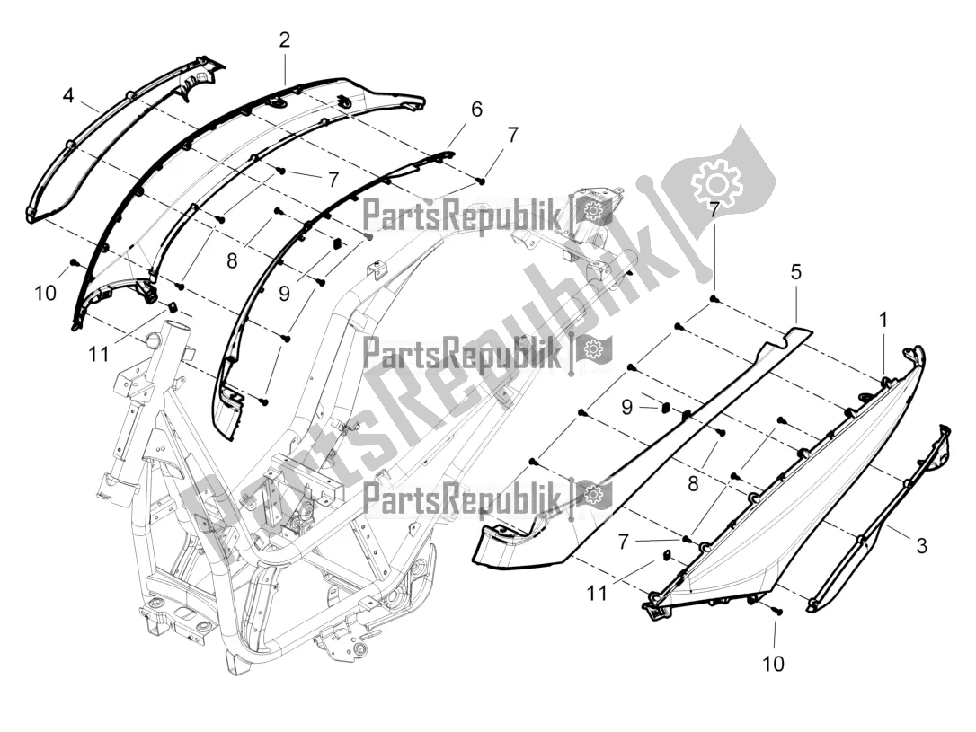 Todas las partes para Cubierta Lateral - Alerón de Piaggio Beverly 350 IE ABS 2021