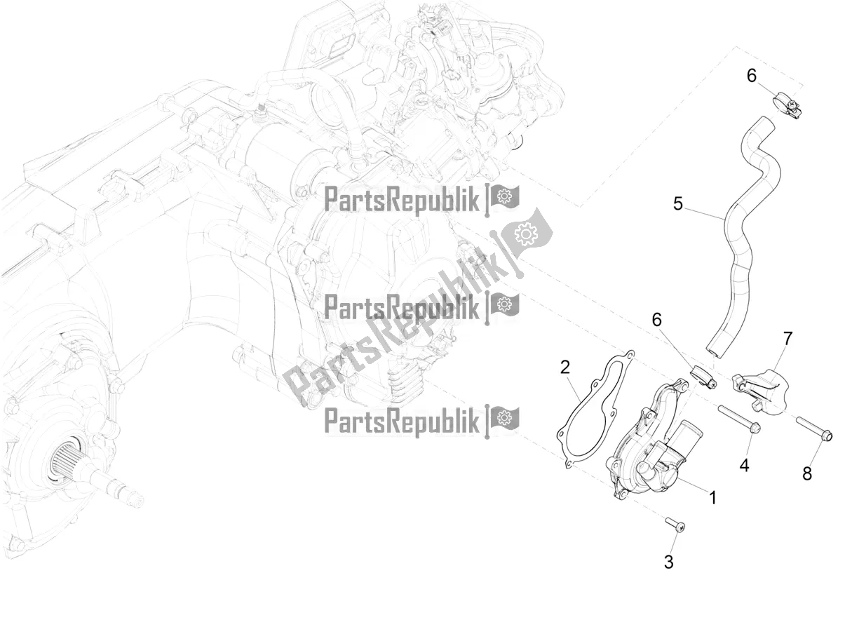 Alle onderdelen voor de Koelere Pomp van de Piaggio Beverly 400 ABS Apac 2021