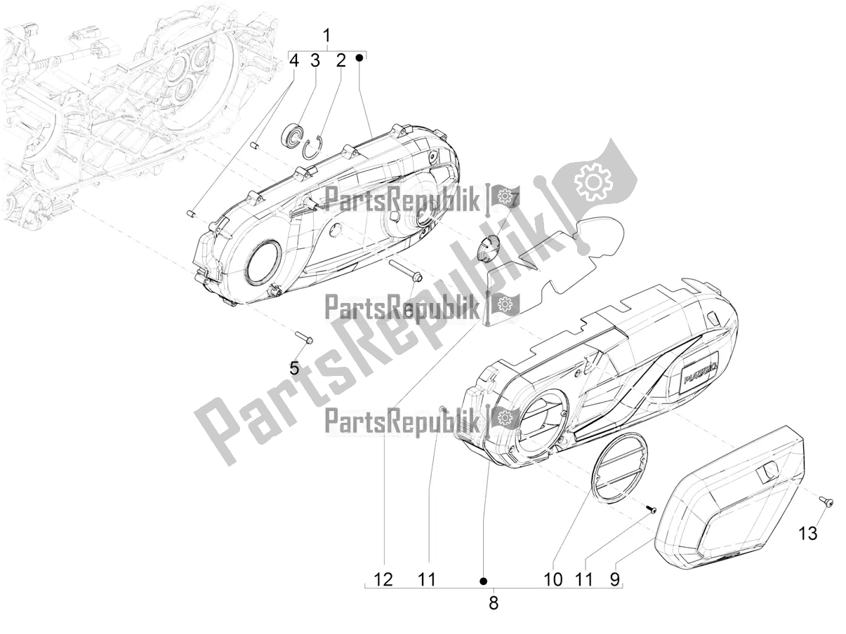 Alle onderdelen voor de Carterafdekking - Carter Koeling van de Piaggio Beverly 400 ABS Apac 2021