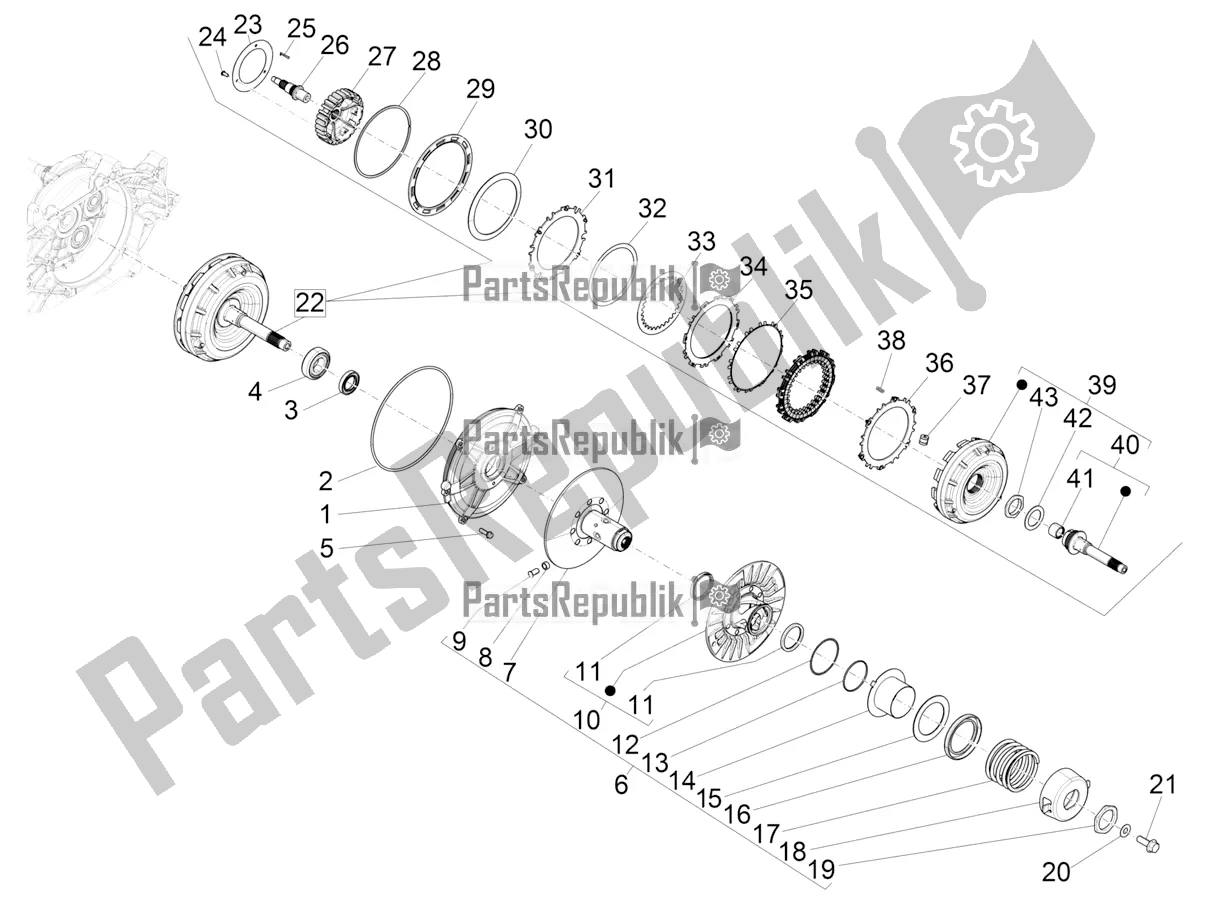All parts for the Driven Pulley of the Piaggio Beverly 400 ABS Apac 2021