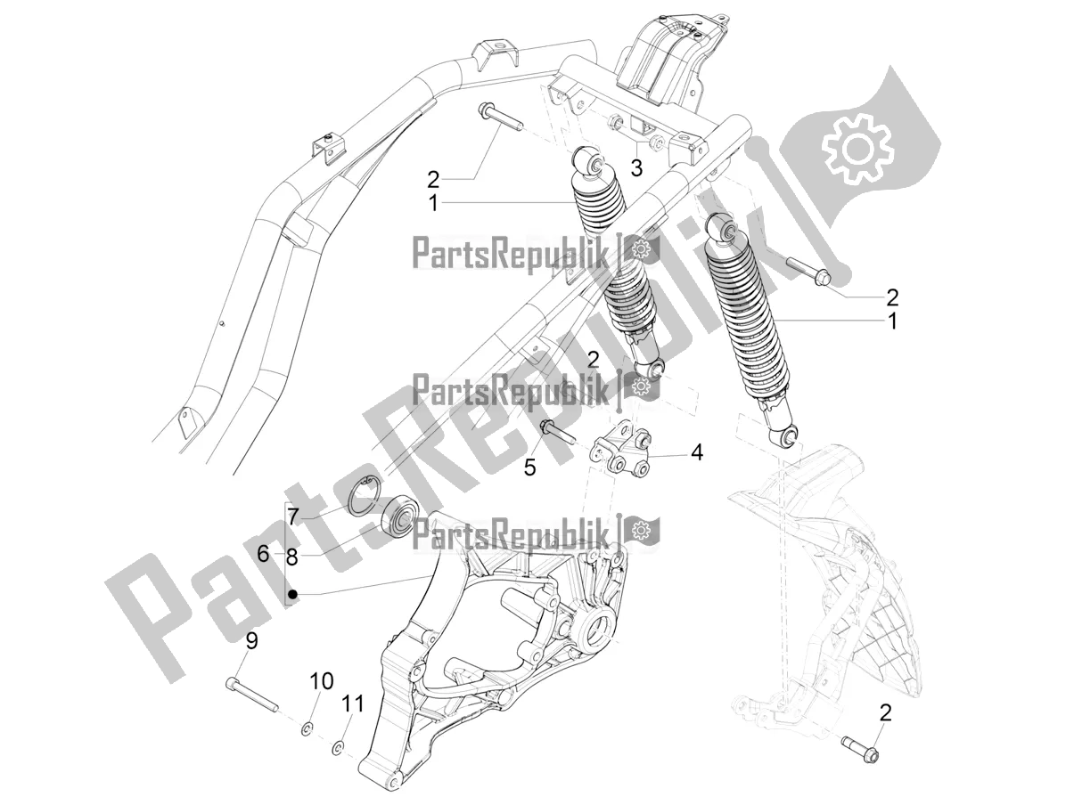 Alle onderdelen voor de Achtervering - Schokdemper / S van de Piaggio Beverly 400 ABS Apac 2021