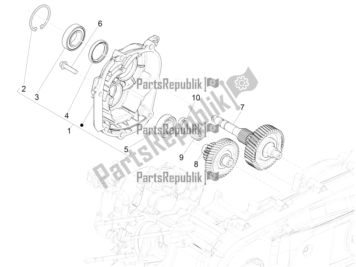 Alle onderdelen voor de Reductie-eenheid van de Piaggio Beverly 400 ABS Apac 2021