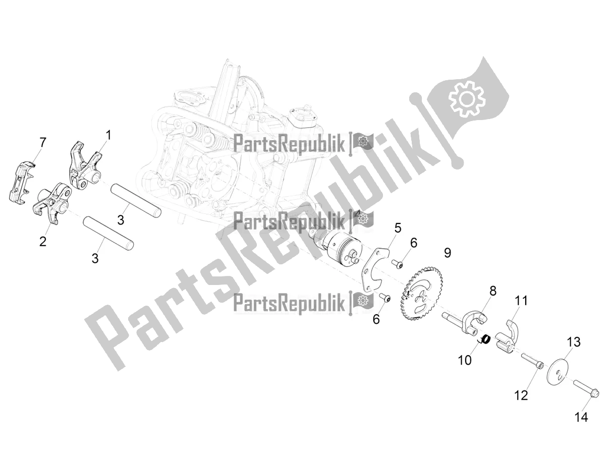 Alle onderdelen voor de Rocking Hendels Steuneenheid van de Piaggio Beverly 400 ABS Apac 2021