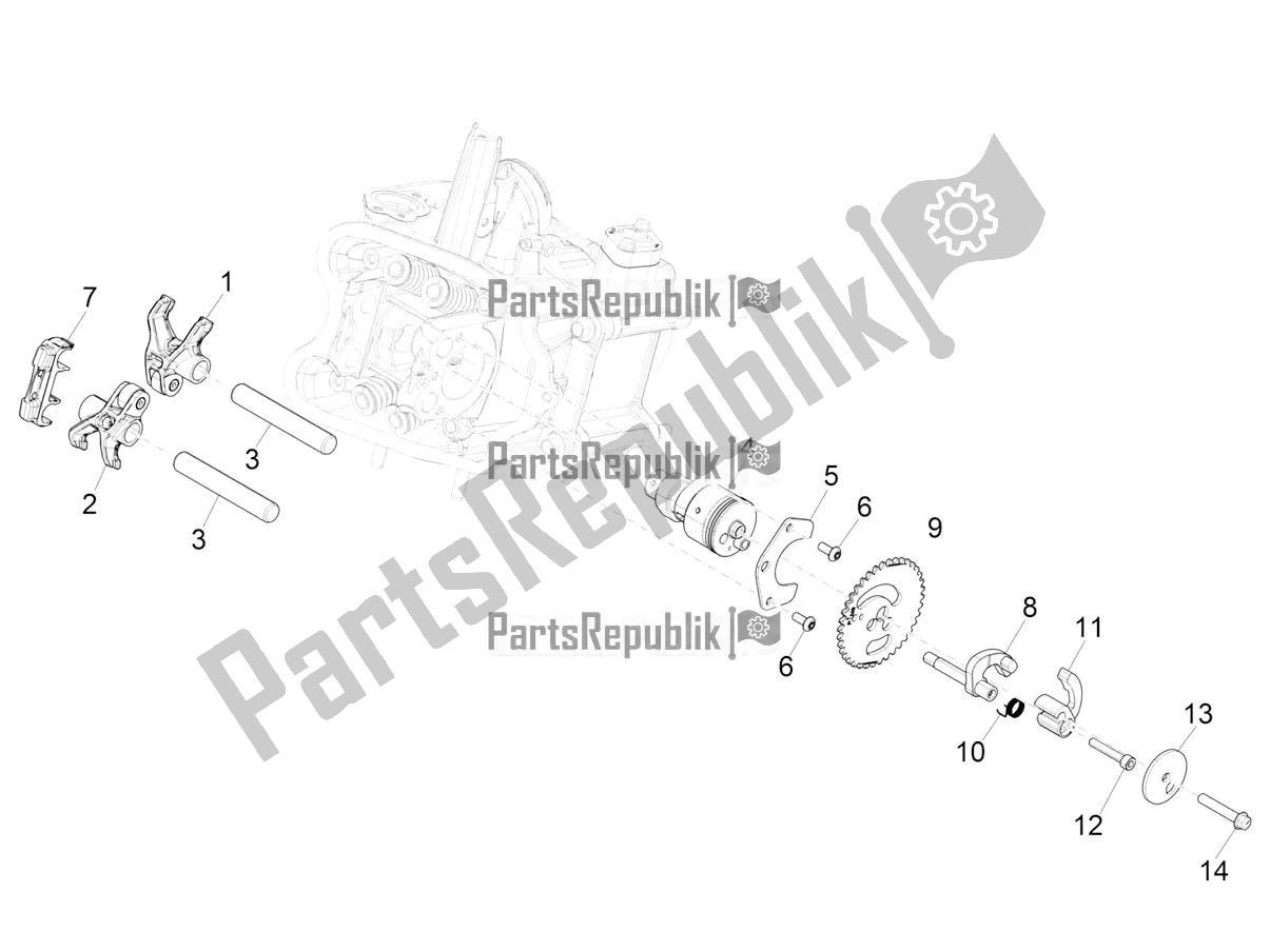 Alle onderdelen voor de Rocking Hendels Steuneenheid van de Piaggio Beverly 400 ABS Apac 2021