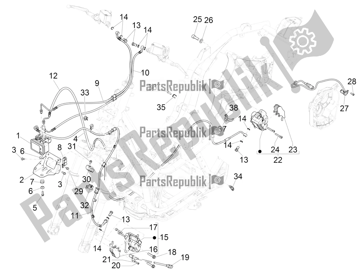 Todas las partes para Frenos Tubos - Pinzas (abs) de Piaggio Beverly 400 ABS Apac 2022