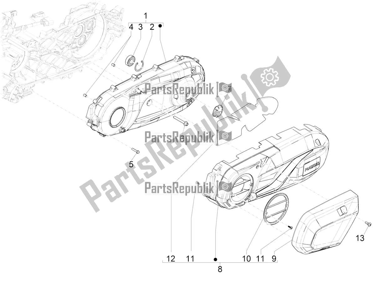 Todas las partes para Tapa Del Cárter - Enfriamiento Del Cárter de Piaggio Beverly 400 ABS Apac 2022