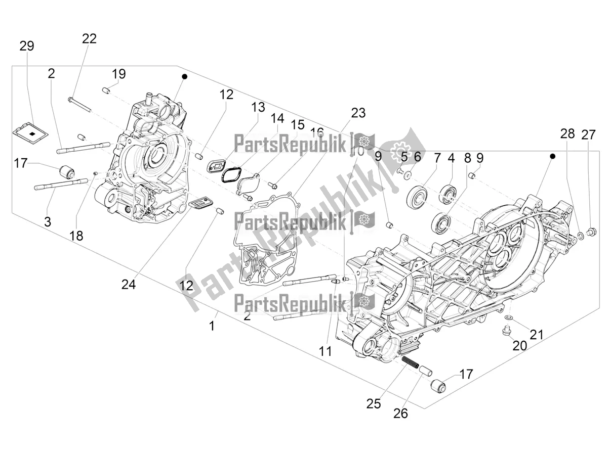 All parts for the Crankcase of the Piaggio Beverly 400 ABS Apac 2022