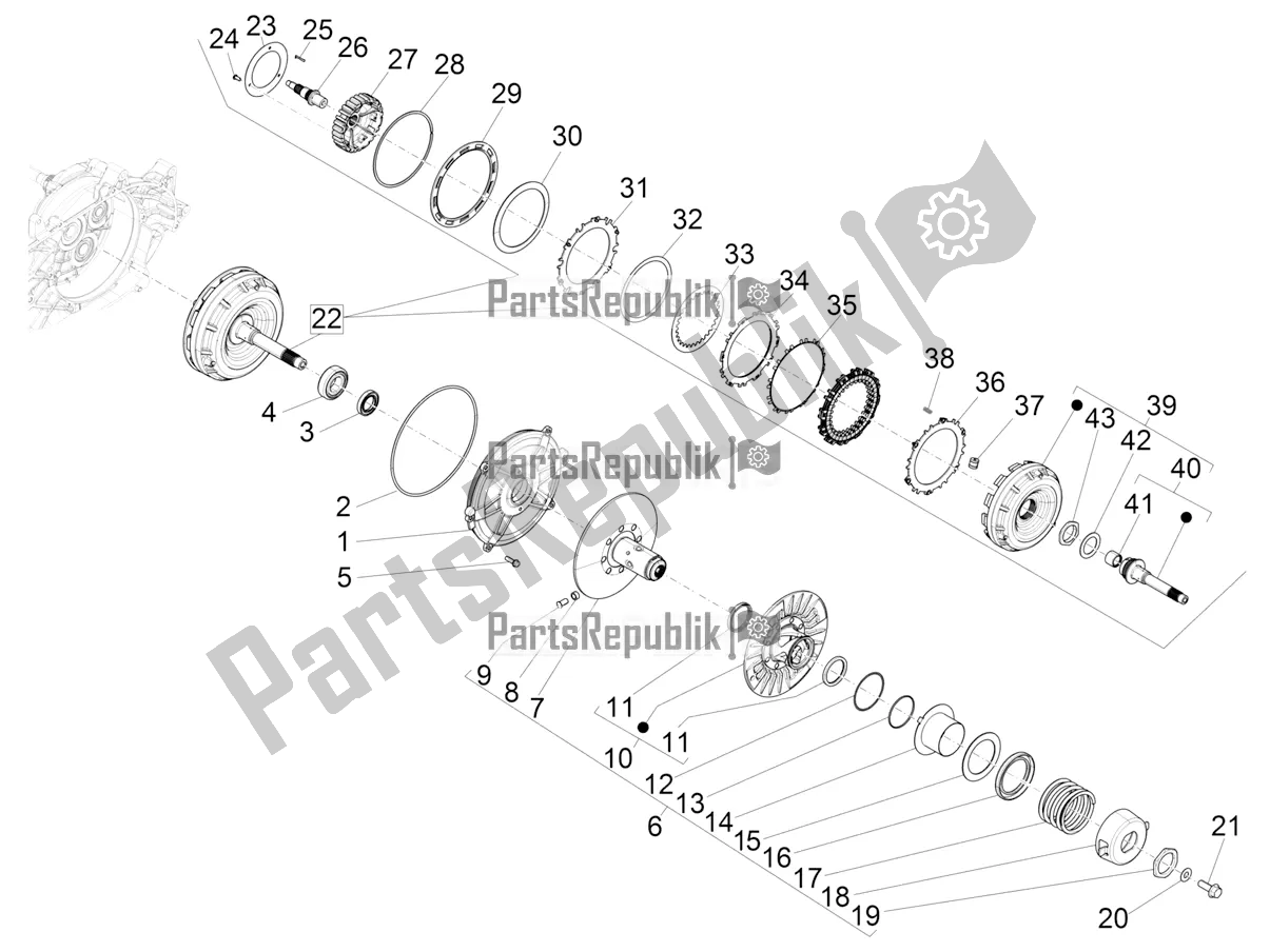All parts for the Driven Pulley of the Piaggio Beverly 400 ABS Apac 2022