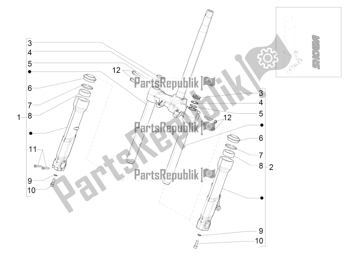 Todas las partes para Fork's Components (showa) de Piaggio Beverly 400 ABS Apac 2022