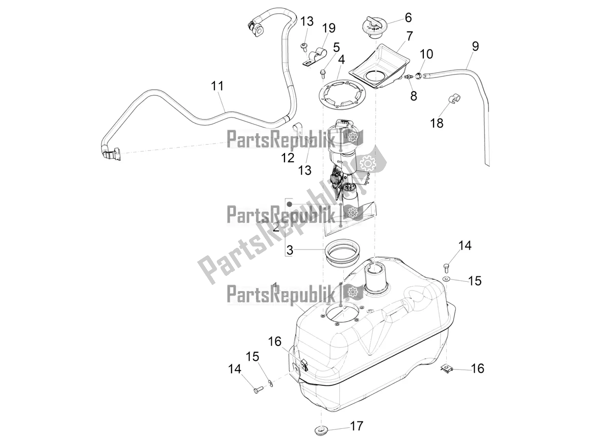 Alle onderdelen voor de Benzinetank van de Piaggio Beverly 400 ABS Apac 2022