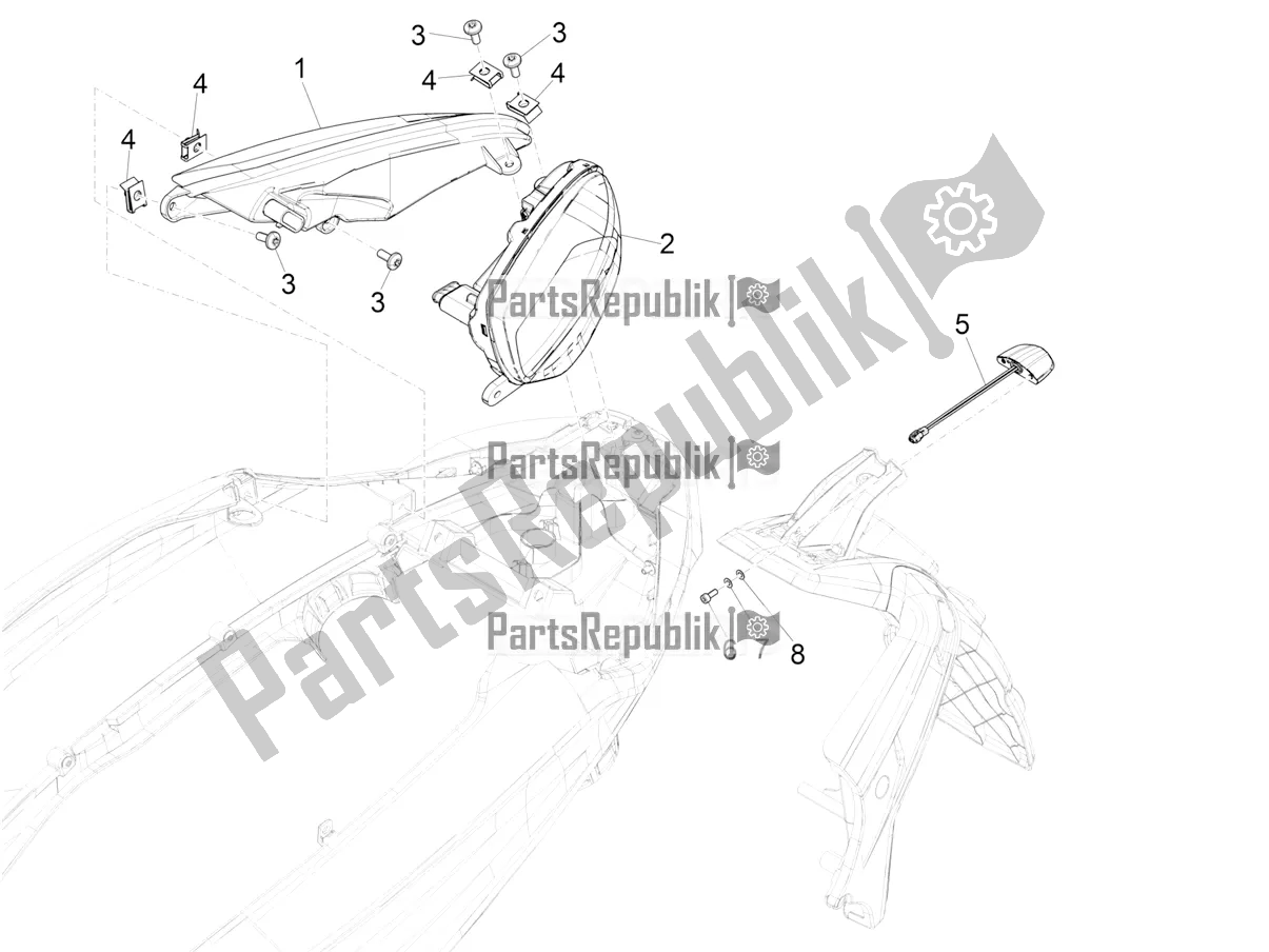 Wszystkie części do Reflektory Tylne - Kierunkowskazy Piaggio Beverly 400 ABS Apac 2022