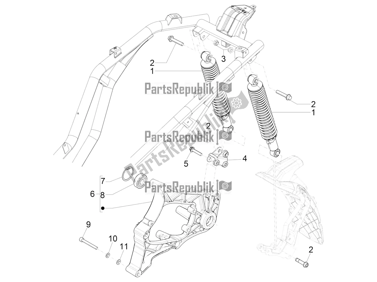 Todas las partes para Suspensión Trasera - Amortiguador / S de Piaggio Beverly 400 ABS Apac 2022