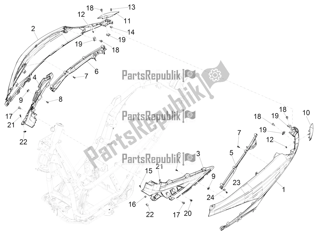 Todas las partes para Cubierta Lateral - Alerón de Piaggio Beverly 400 ABS Apac 2022