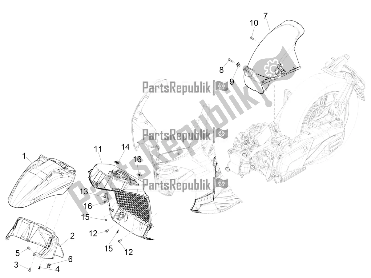 Todas las partes para Carcasa De La Rueda - Guardabarros de Piaggio Beverly 400 ABS Apac 2022