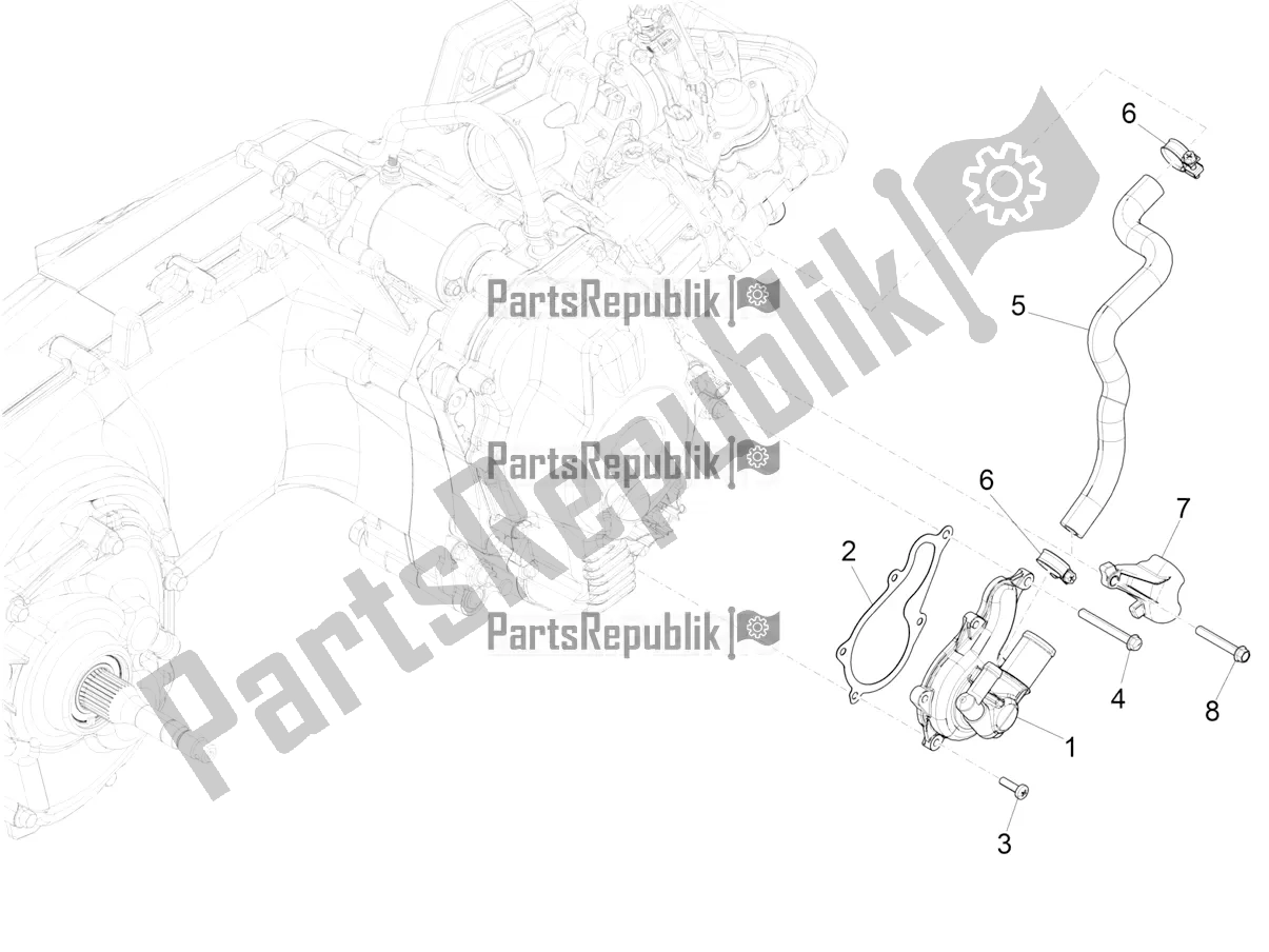 All parts for the Cooler Pump of the Piaggio Beverly 400 HPE ABS 2021