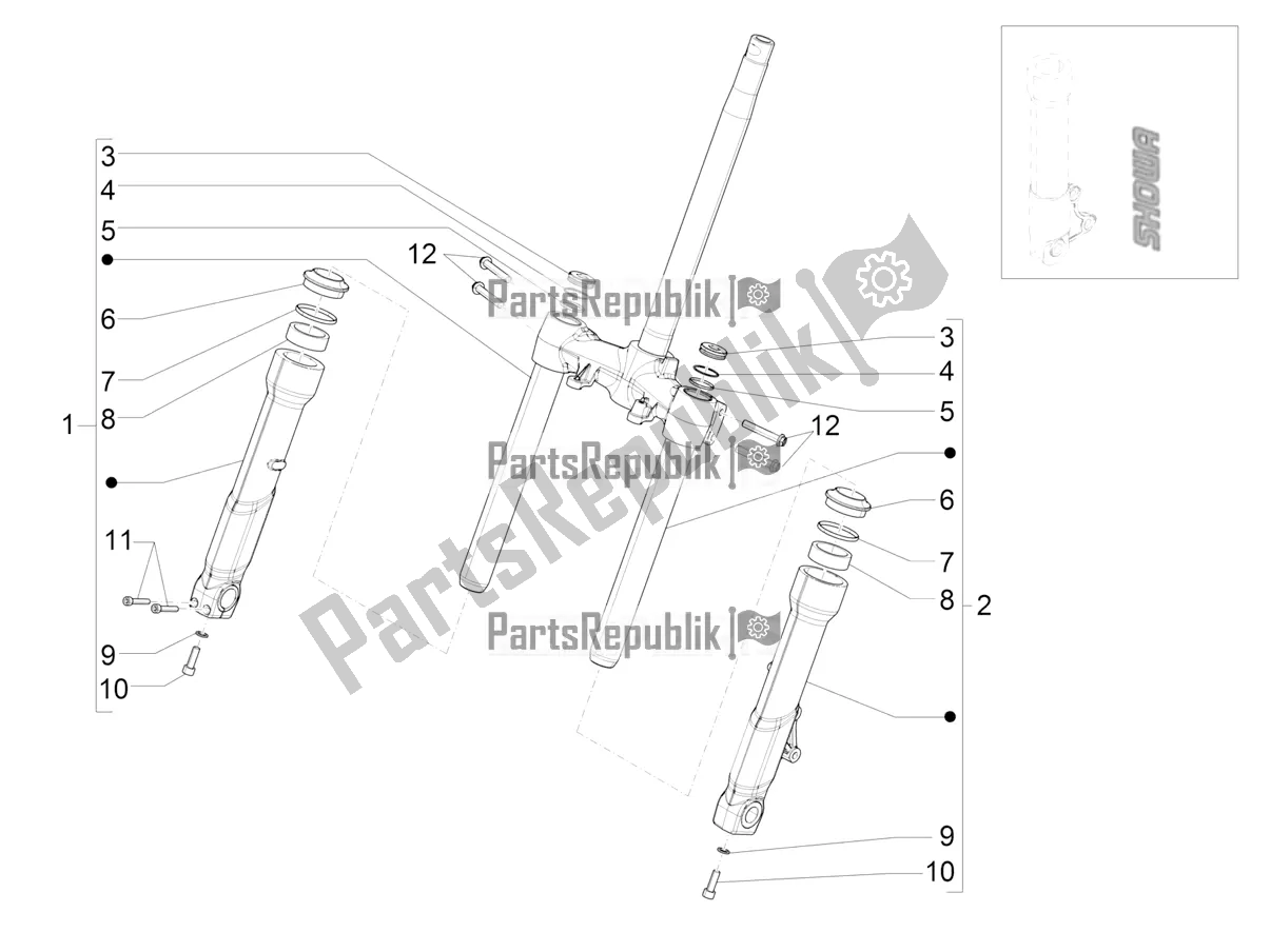 Todas las partes para Fork's Components (showa) de Piaggio Beverly 400 HPE ABS 2021