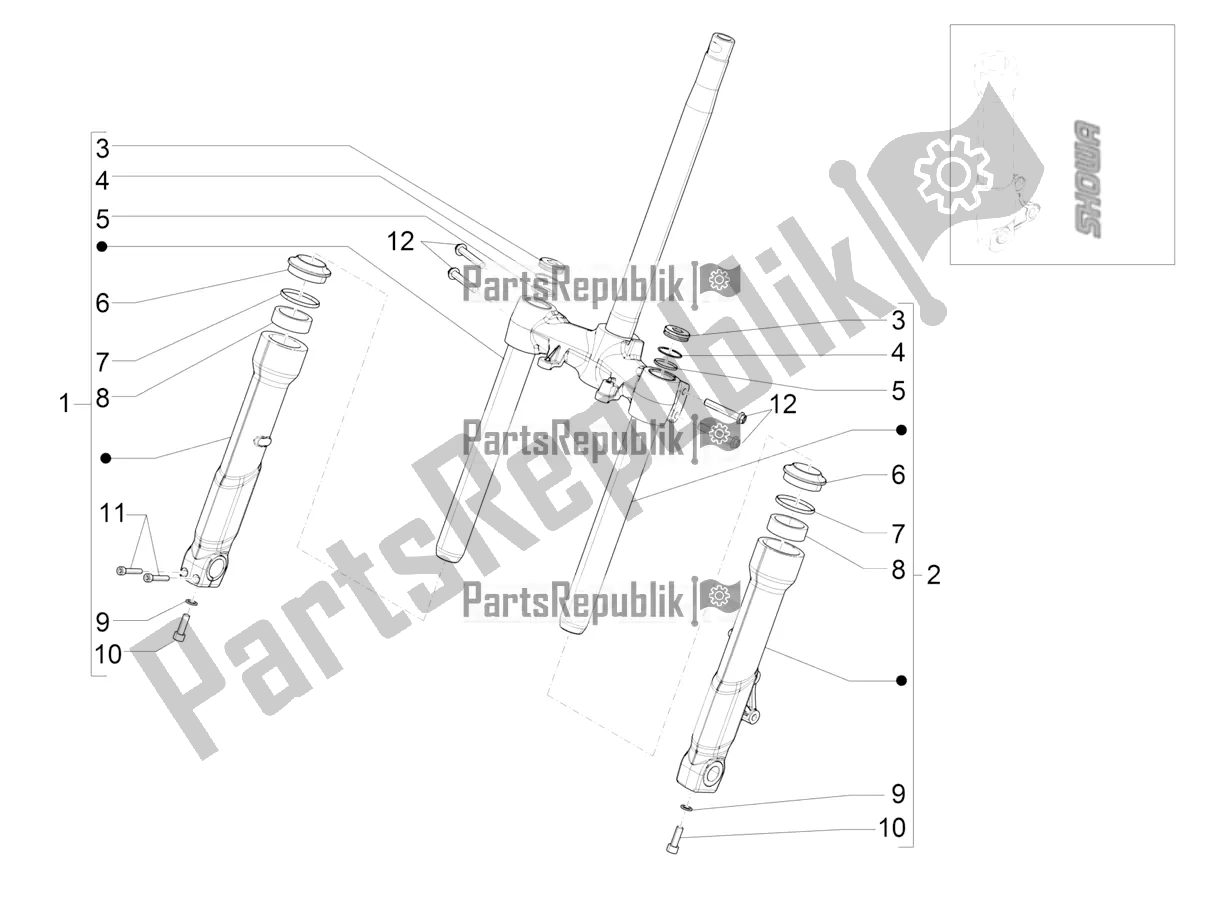 Todas las partes para Fork's Components (showa) de Piaggio Beverly 400 HPE ABS 2021