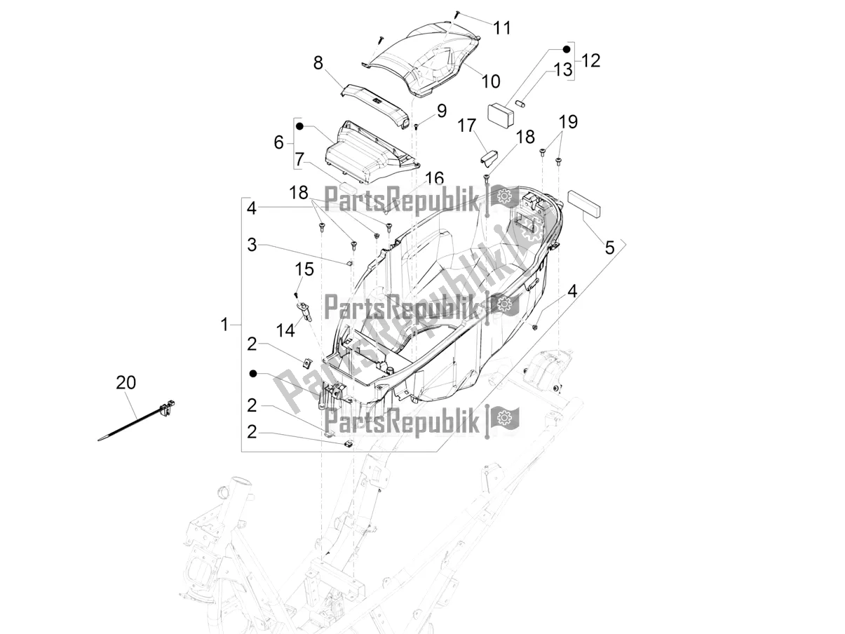 All parts for the Helmet Huosing - Undersaddle of the Piaggio Beverly 400 HPE ABS 2021