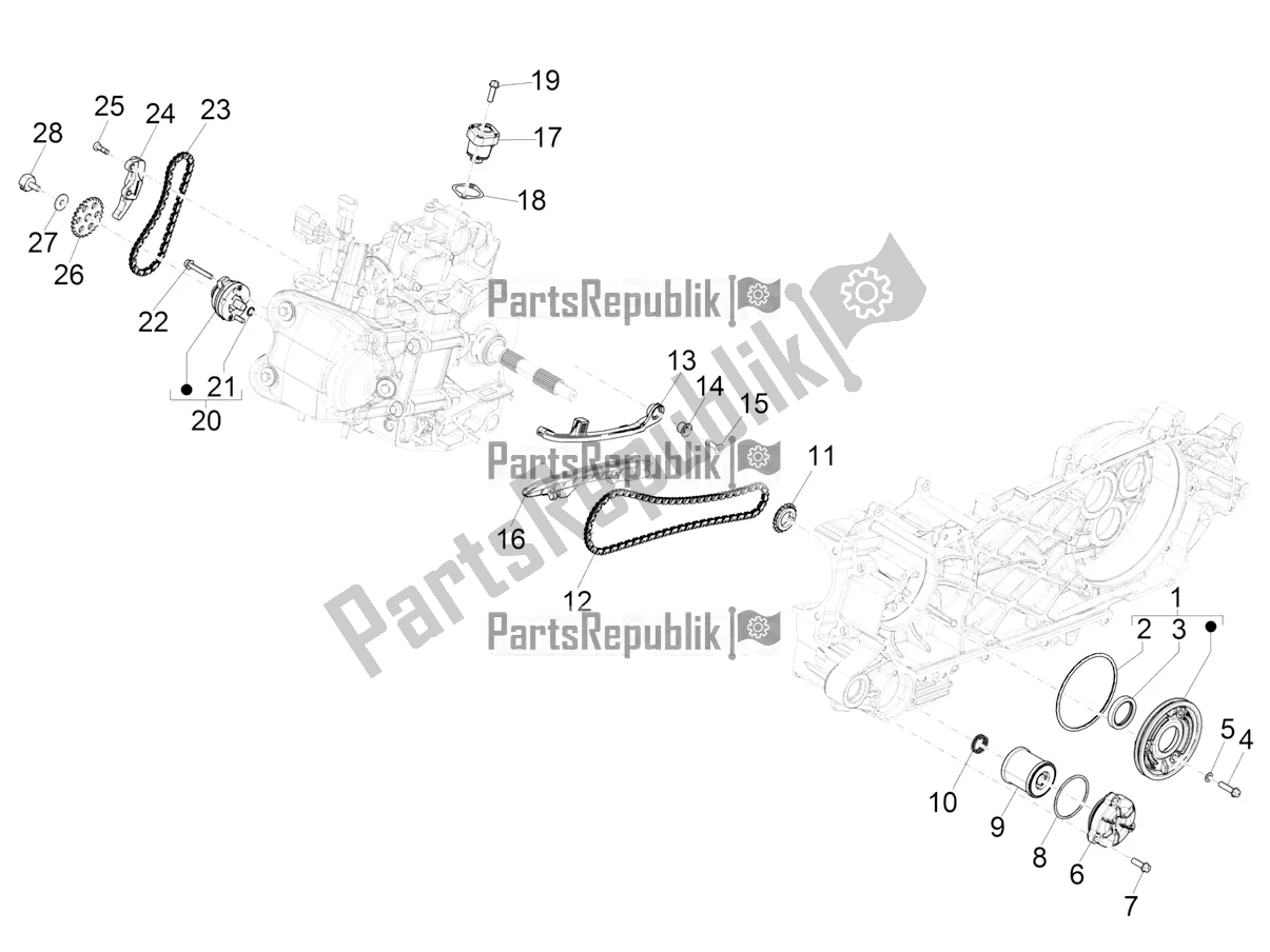 Tutte le parti per il Pompa Dell'olio del Piaggio Beverly 400 HPE ABS 2021
