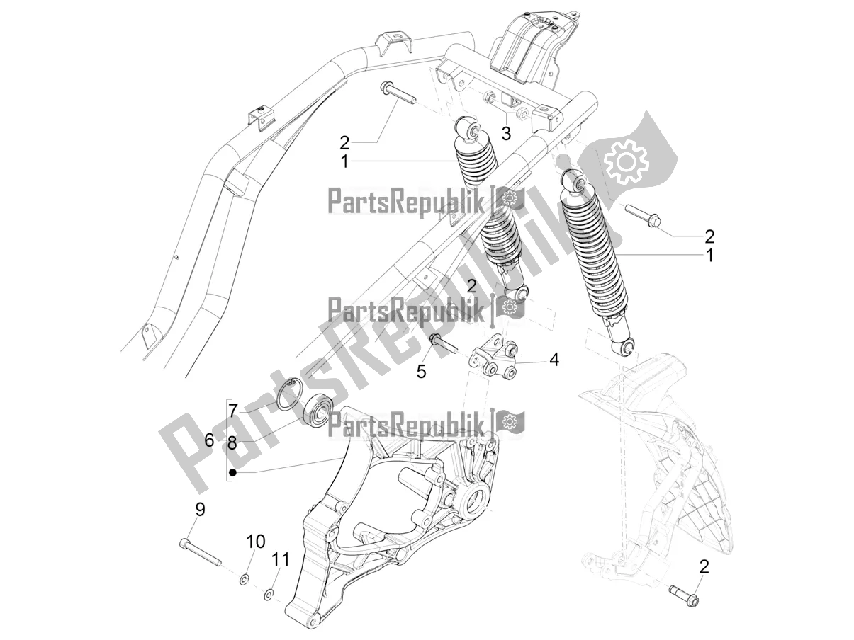 Tutte le parti per il Sospensione Posteriore - Ammortizzatore / I del Piaggio Beverly 400 HPE ABS 2021