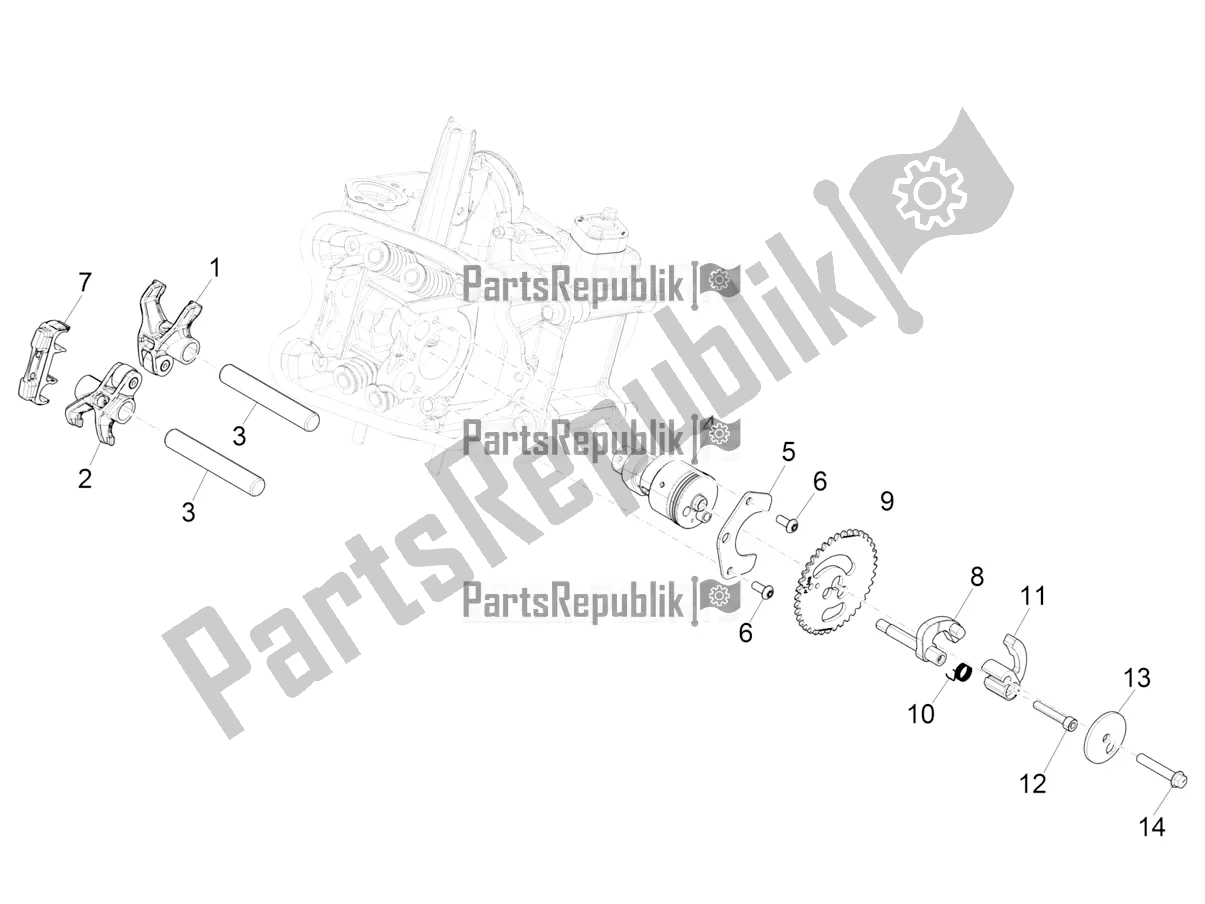 All parts for the Rocking Levers Support Unit of the Piaggio Beverly 400 HPE ABS 2021