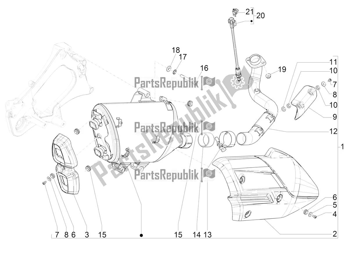 All parts for the Silencer of the Piaggio Beverly 400 HPE ABS 2021