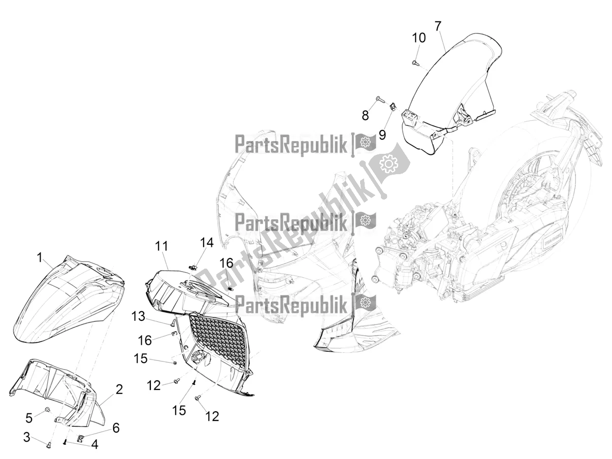 Todas las partes para Carcasa De La Rueda - Guardabarros de Piaggio Beverly 400 HPE ABS 2021