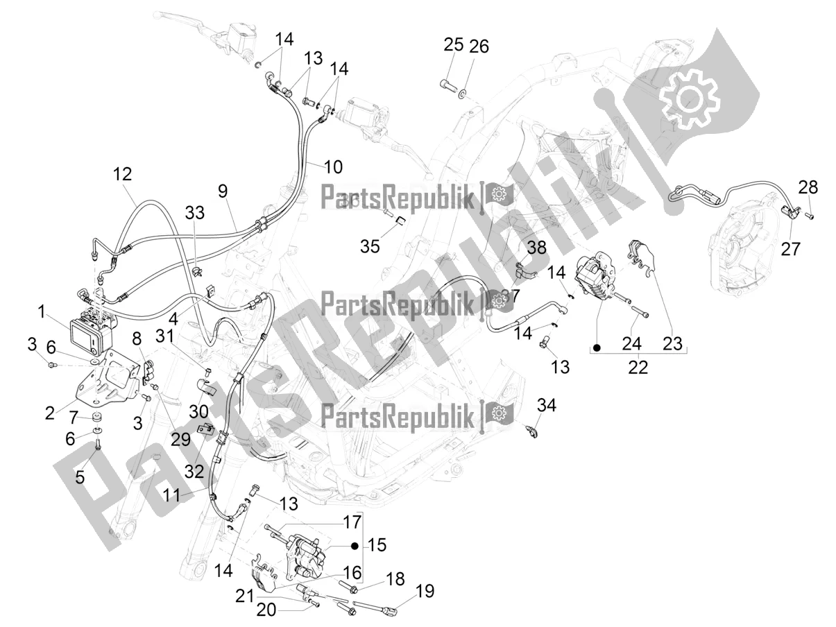 Todas las partes para Frenos Tubos - Pinzas (abs) de Piaggio Beverly 400 HPE ABS 2022