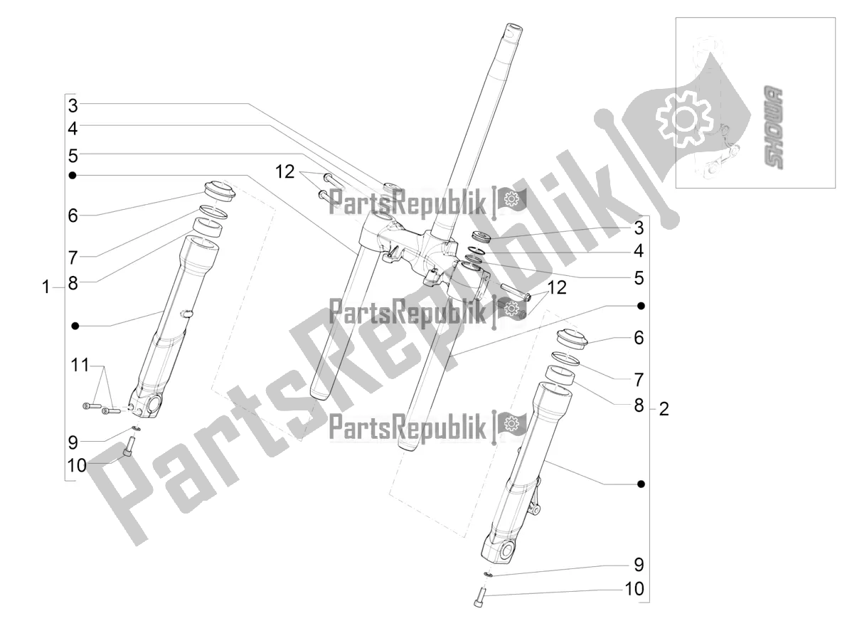 Todas las partes para Fork's Components (showa) de Piaggio Beverly 400 HPE ABS 2022