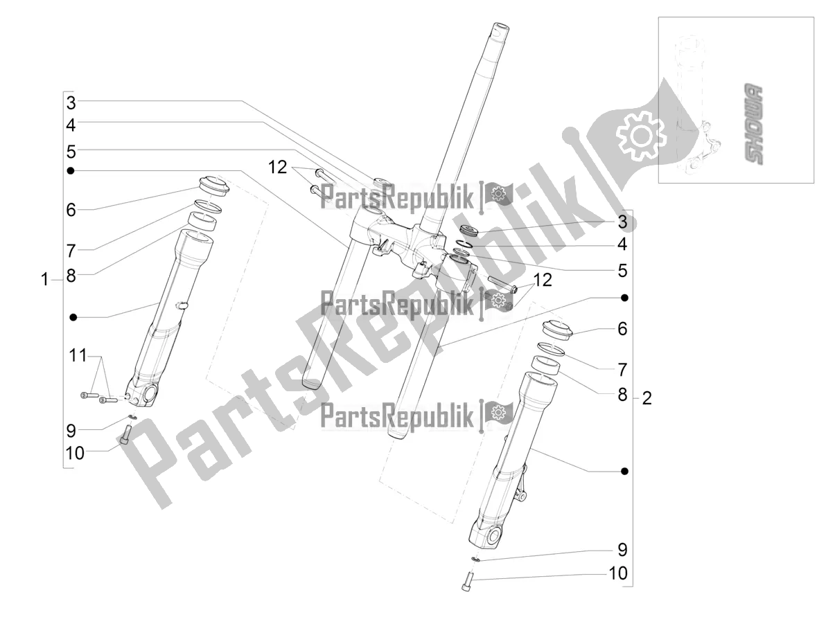 Wszystkie części do Fork's Components (showa) Piaggio Beverly 400 HPE ABS 2022