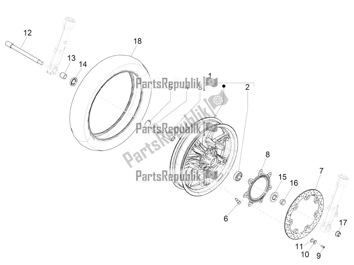 All parts for the Front Wheel of the Piaggio Beverly 400 HPE ABS 2022