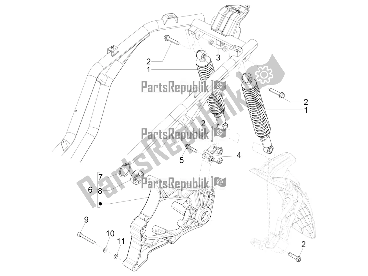 Todas las partes para Suspensión Trasera - Amortiguador / S de Piaggio Beverly 400 HPE ABS 2022