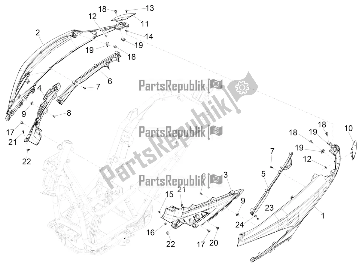 All parts for the Side Cover - Spoiler of the Piaggio Beverly 400 HPE ABS 2022