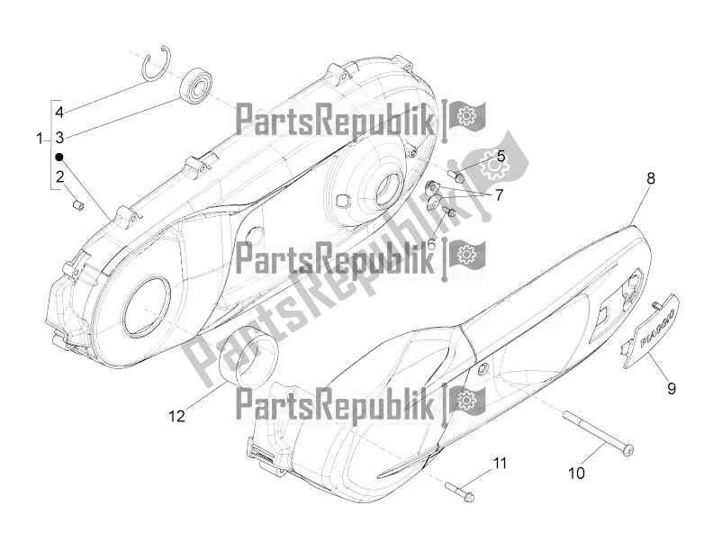 Todas las partes para Tapa Del Cárter - Enfriamiento Del Cárter de Piaggio BV 350 4T 4V IE E3 ABS USA / CA 2016