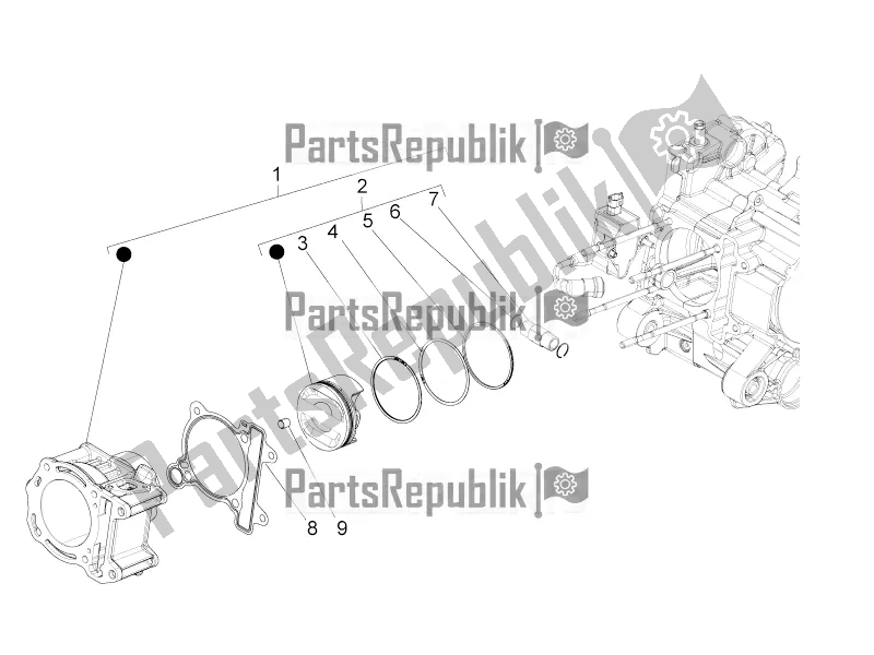 Todas las partes para Unidad De Pasador Cilindro-pistón-muñeca de Piaggio BV 350 4T 4V IE E3 ABS USA / CA 2016