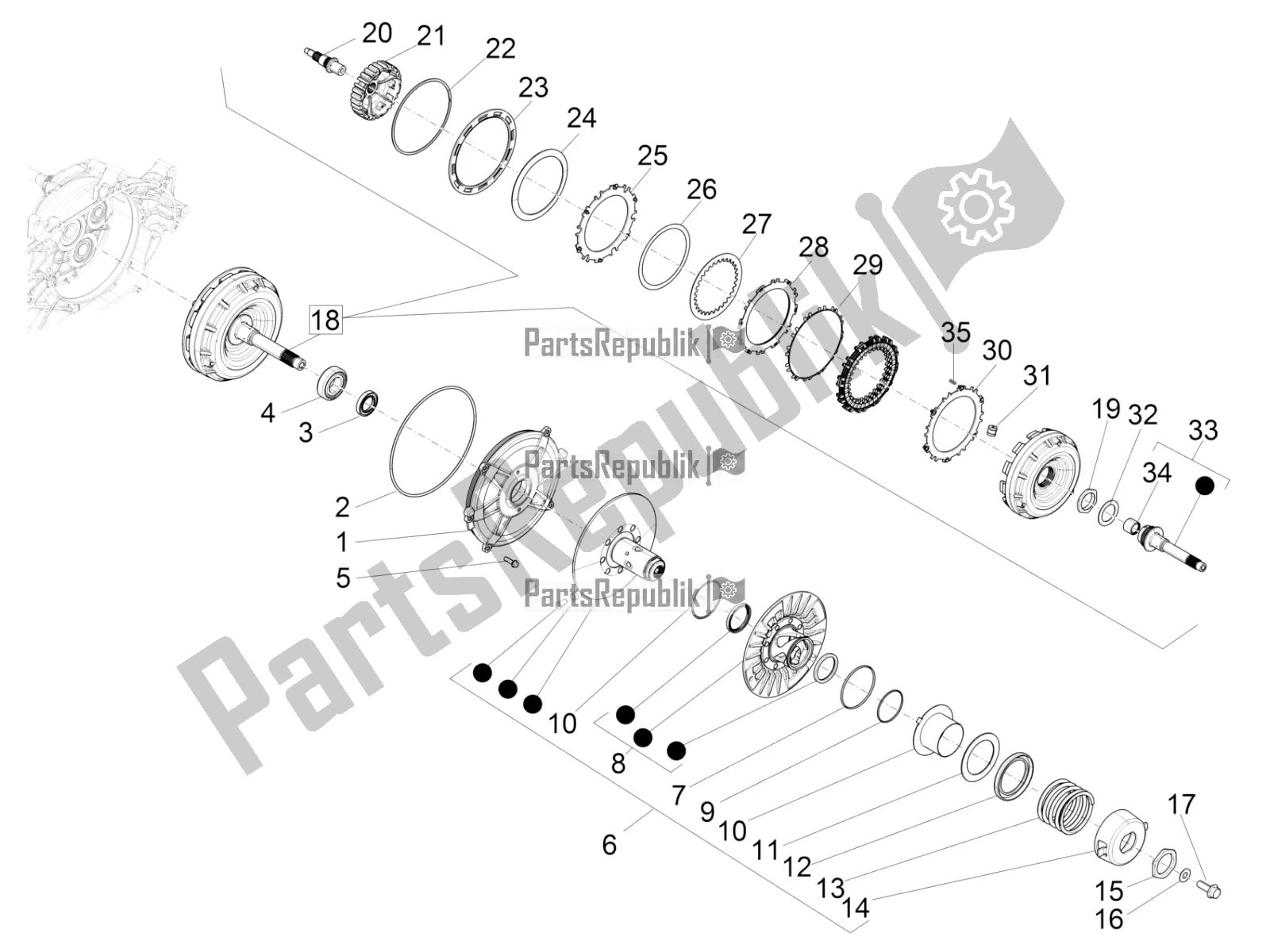 Todas las partes para Polea Conducida de Piaggio BV 350 4T 4V IE E3 ABS USA / CA 2016