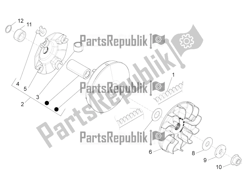 All parts for the Driving Pulley of the Piaggio BV 350 4T 4V IE E3 ABS USA / CA 2016