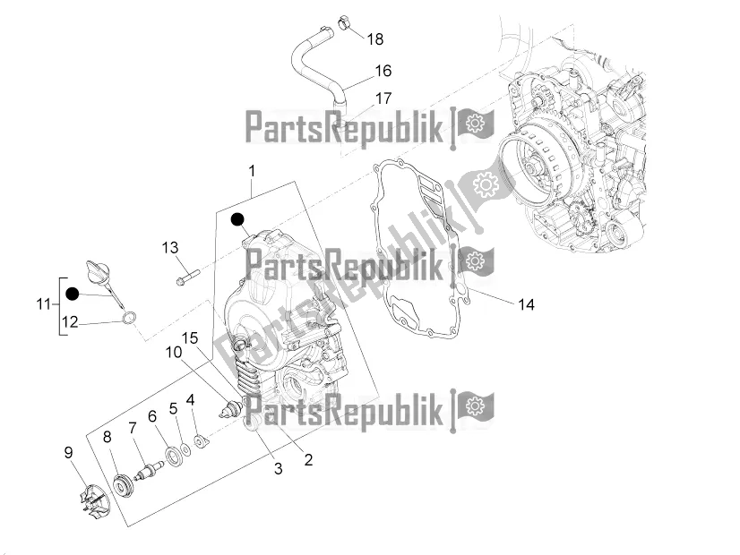 Toutes les pièces pour le Couvercle Magnéto Volant - Filtre à Huile du Piaggio BV 350 4T 4V IE E3 ABS USA / CA 2016